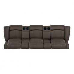 Distressed Fog Gray Faux Leather 3-Seat Rolled Arm Wall Hugger Recliner Sofa with 2-Storage Consoles and USB Ports by ProLounger -DealsProLounger Store fog gray prolounger sofas couches rcl60 nks15 3sc a0 1000