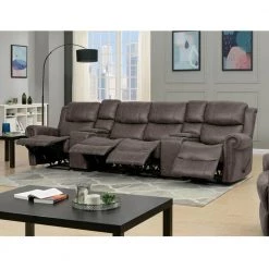 129.5 in. W Round Arm Faux Leather Fabric Modern Rectangle Recliner Sofa with 2-Storage Consoles and USB Ports in Gray by ProLounger 29 129.5 in. W Round Arm Faux Leather Fabric Modern Rectangle Recliner Sofa with 2-Storage Consoles and USB Ports in Gray by ProLounger -DealsProLounger Store fog gray prolounger sofas couches rcl60 nks15 4sc 31 1000