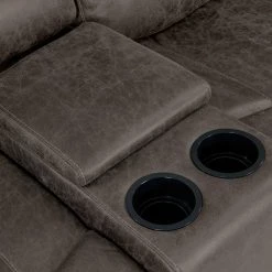 129.5 in. W Round Arm Faux Leather Fabric Modern Rectangle Recliner Sofa with 2-Storage Consoles and USB Ports in Gray by ProLounger 26 129.5 in. W Round Arm Faux Leather Fabric Modern Rectangle Recliner Sofa with 2-Storage Consoles and USB Ports in Gray by ProLounger -DealsProLounger Store fog gray prolounger sofas couches rcl60 nks15 4sc 44 1000