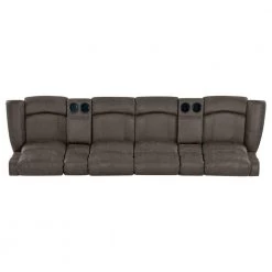 129.5 in. W Round Arm Faux Leather Fabric Modern Rectangle Recliner Sofa with 2-Storage Consoles and USB Ports in Gray by ProLounger 19 129.5 in. W Round Arm Faux Leather Fabric Modern Rectangle Recliner Sofa with 2-Storage Consoles and USB Ports in Gray by ProLounger -DealsProLounger Store fog gray prolounger sofas couches rcl60 nks15 4sc a0 1000