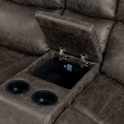 129.5 in. W Round Arm Faux Leather Fabric Modern Rectangle Recliner Sofa with 2-Storage Consoles and USB Ports in Gray by ProLounger 27 129.5 in. W Round Arm Faux Leather Fabric Modern Rectangle Recliner Sofa with 2-Storage Consoles and USB Ports in Gray by ProLounger -DealsProLounger Store fog gray prolounger sofas couches rcl60 nks15 4sc fa 1000