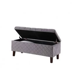 17.5 in. Fossil gray Blue Shantelle Quilted Tufted Storage Bench by ORE International -DealsProLounger Store fossil gray ore international dining benches hb4827 c3 1000