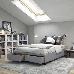 Beverly Light Grey with Storage Drawers Upholstered Full Platform Bed Frame by Boyd Sleep -DealsProLounger Store gray boyd sleep panel beds modgy982db 31 1000