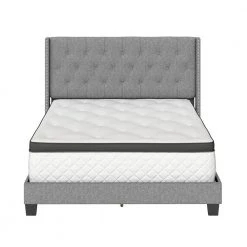 Marlo Grey Linen Queen Upholstered Platform Bed Frame by Boyd Sleep -DealsProLounger Store gray boyd sleep platform beds migr968qn 31 1000