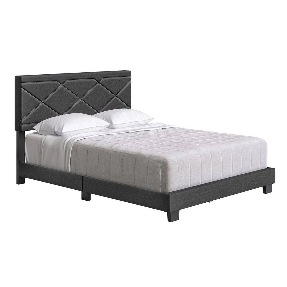 Boullion Linen Upholstered King Platform Bed Frame, Charcoal Gray by Boyd Sleep 5 Boullion Linen Upholstered King Platform Bed Frame, Charcoal Gray by Boyd Sleep - Image 3