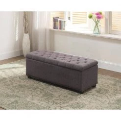 18 in. x 44 in. Tufted Grey Storage Bench with 3-Piece Ottoman Seating by ORE International 11 18 in. x 44 in. Tufted Grey Storage Bench with 3-Piece Ottoman Seating by ORE International -DealsProLounger Store gray ore international bedroom benches hb4503b 31 1000