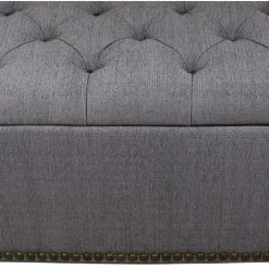 18 in. x 44 in. Tufted Grey Storage Bench with 3-Piece Ottoman Seating by ORE International 10 18 in. x 44 in. Tufted Grey Storage Bench with 3-Piece Ottoman Seating by ORE International -DealsProLounger Store gray ore international bedroom benches hb4503b 4f 1000