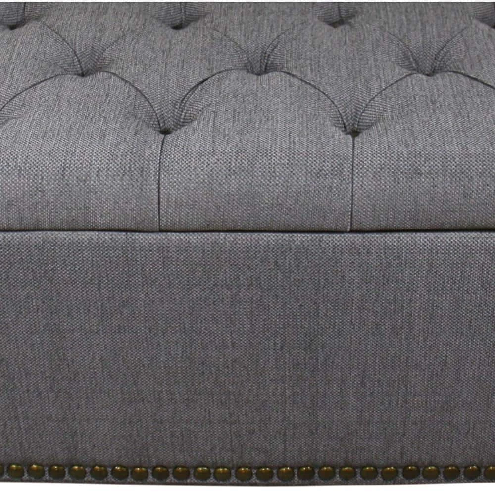 18 in. x 44 in. Tufted Grey Storage Bench with 3-Piece Ottoman Seating by ORE International 6 18 in. x 44 in. Tufted Grey Storage Bench with 3-Piece Ottoman Seating by ORE International - Image 4