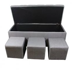 18 in. x 44 in. Tufted Grey Storage Bench with 3-Piece Ottoman Seating by ORE International 9 18 in. x 44 in. Tufted Grey Storage Bench with 3-Piece Ottoman Seating by ORE International -DealsProLounger Store gray ore international bedroom benches hb4503b c3 1000