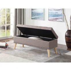 17 in. Grey Tufted Storage Bench by ORE International -DealsProLounger Store gray ore international bedroom benches hb4669b 31 1000