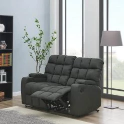 57 in. Gray Polyester 2-Seater Reclining Loveseat with Cupholders by ProLounger -DealsProLounger Store gray prolounger loveseats rcl16 aaa16 2s 31 1000