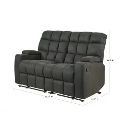 57 in. Gray Polyester 2-Seater Reclining Loveseat with Cupholders by ProLounger -DealsProLounger Store gray prolounger loveseats rcl16 aaa16 2s 40 1000