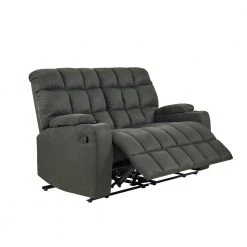 57 in. Gray Polyester 2-Seater Reclining Loveseat with Cupholders by ProLounger