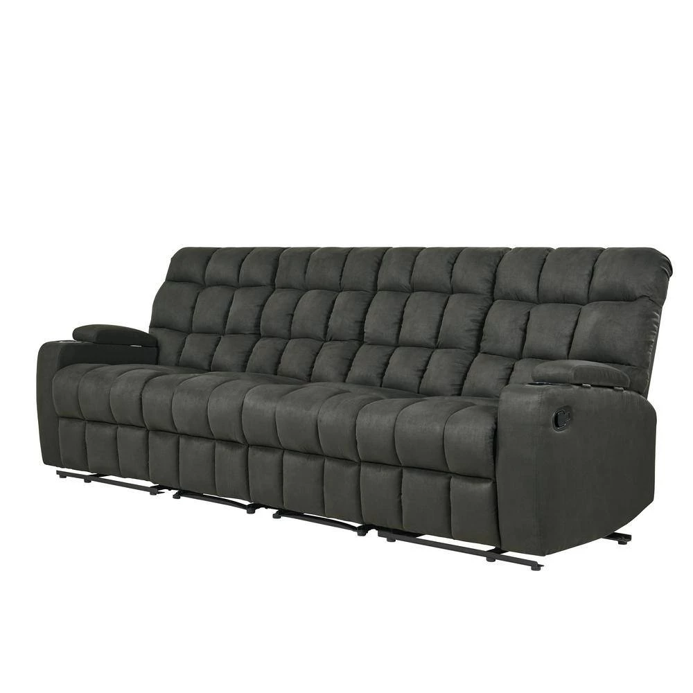 4-Seat Gray Microfiber Wall Hugger Storage Reclining Sofa by ProLounger 11 4-Seat Gray Microfiber Wall Hugger Storage Reclining Sofa by ProLounger - Image 9