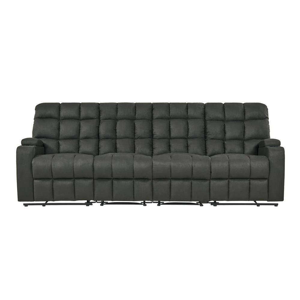 4-Seat Gray Microfiber Wall Hugger Storage Reclining Sofa by ProLounger 10 4-Seat Gray Microfiber Wall Hugger Storage Reclining Sofa by ProLounger - Image 8