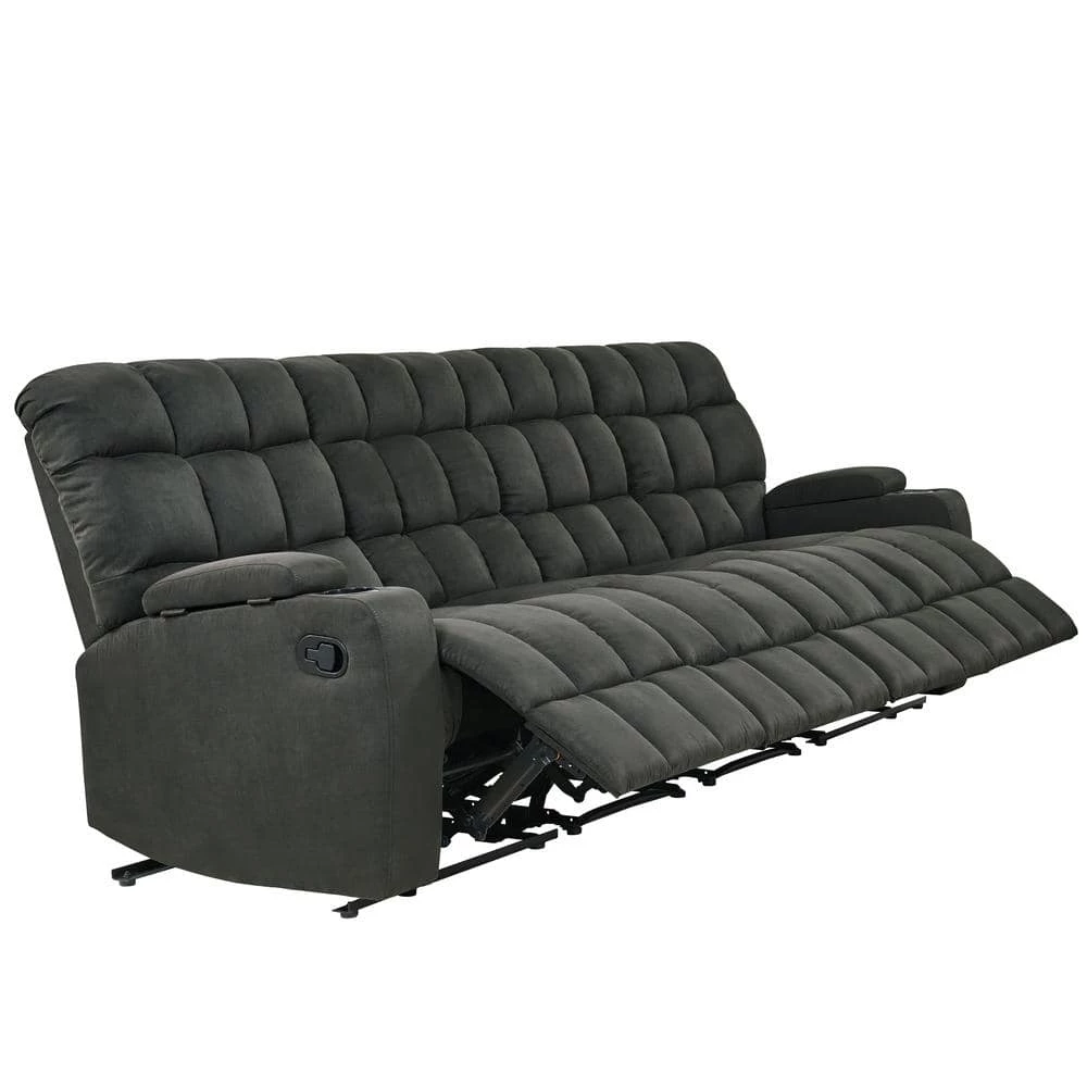 4-Seat Gray Microfiber Wall Hugger Storage Reclining Sofa by ProLounger 3 4-Seat Gray Microfiber Wall Hugger Storage Reclining Sofa by ProLounger