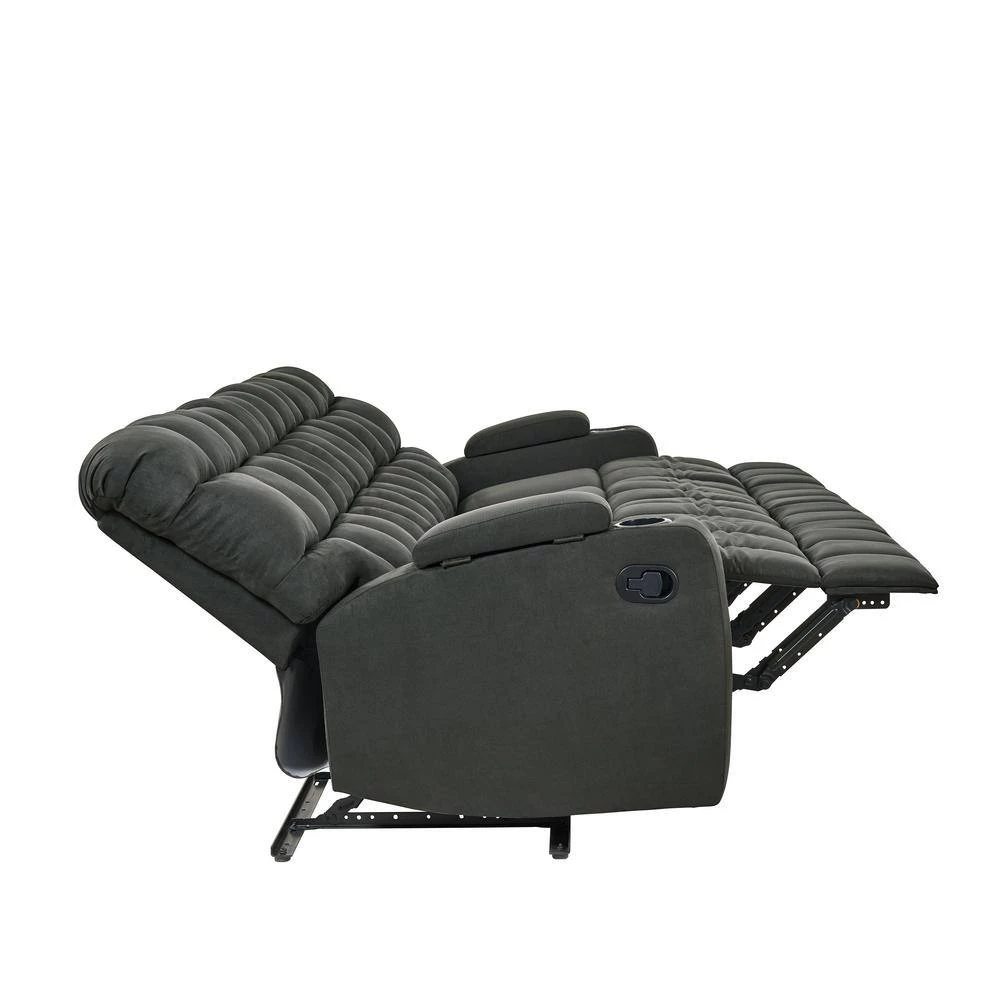 4-Seat Gray Microfiber Wall Hugger Storage Reclining Sofa by ProLounger 8 4-Seat Gray Microfiber Wall Hugger Storage Reclining Sofa by ProLounger - Image 6