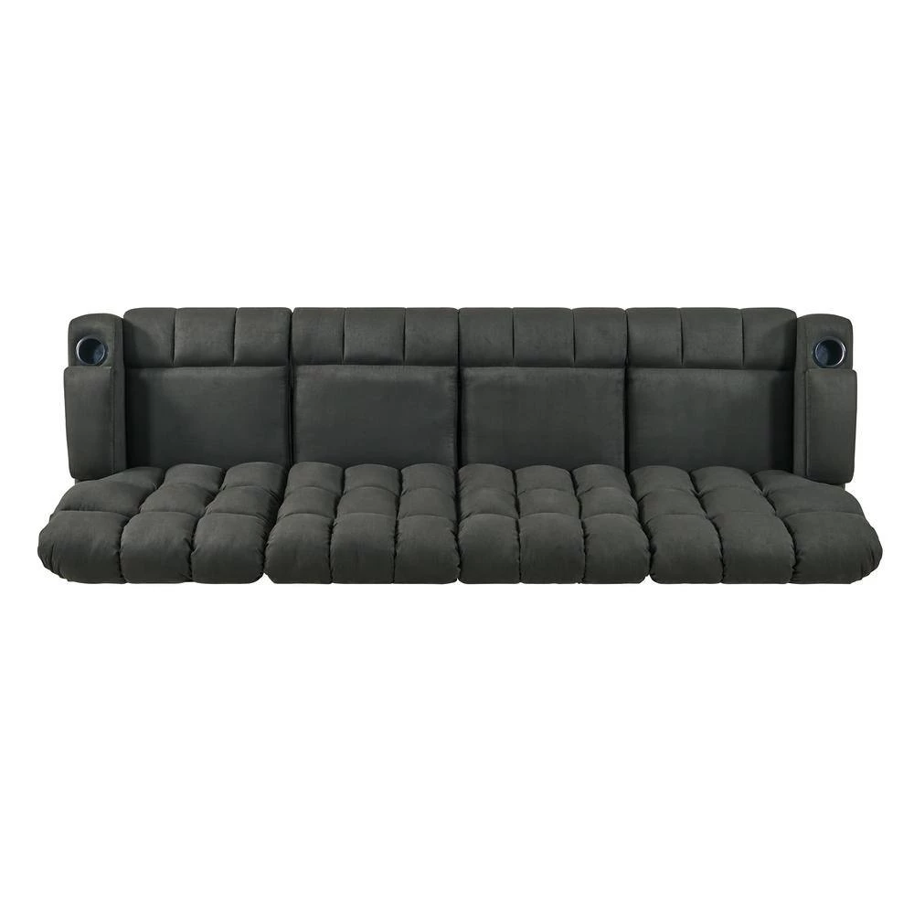 4-Seat Gray Microfiber Wall Hugger Storage Reclining Sofa by ProLounger 6 4-Seat Gray Microfiber Wall Hugger Storage Reclining Sofa by ProLounger - Image 4
