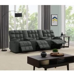 3-Seat Gray Microfiber Wall Hugger Recliner Sofa with Power Storage Consoles by ProLounger 27 3-Seat Gray Microfiber Wall Hugger Recliner Sofa with Power Storage Consoles by ProLounger -DealsProLounger Store gray prolounger sofas couches rcl16 aaa16 3sc 31 1000