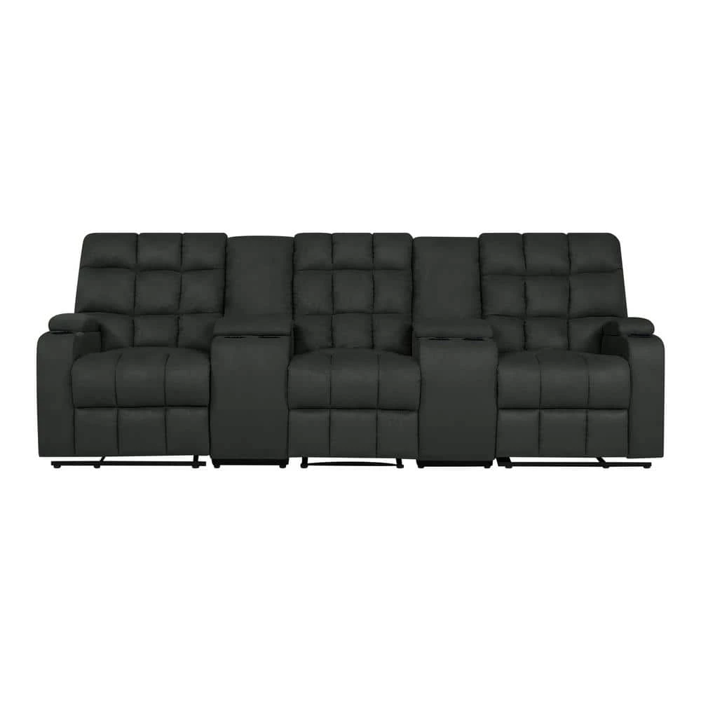 3-Seat Gray Microfiber Wall Hugger Recliner Sofa with Power Storage Consoles by ProLounger 10 3-Seat Gray Microfiber Wall Hugger Recliner Sofa with Power Storage Consoles by ProLounger - Image 8