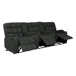 3-Seat Gray Microfiber Wall Hugger Recliner Sofa with Power Storage Consoles by ProLounger
