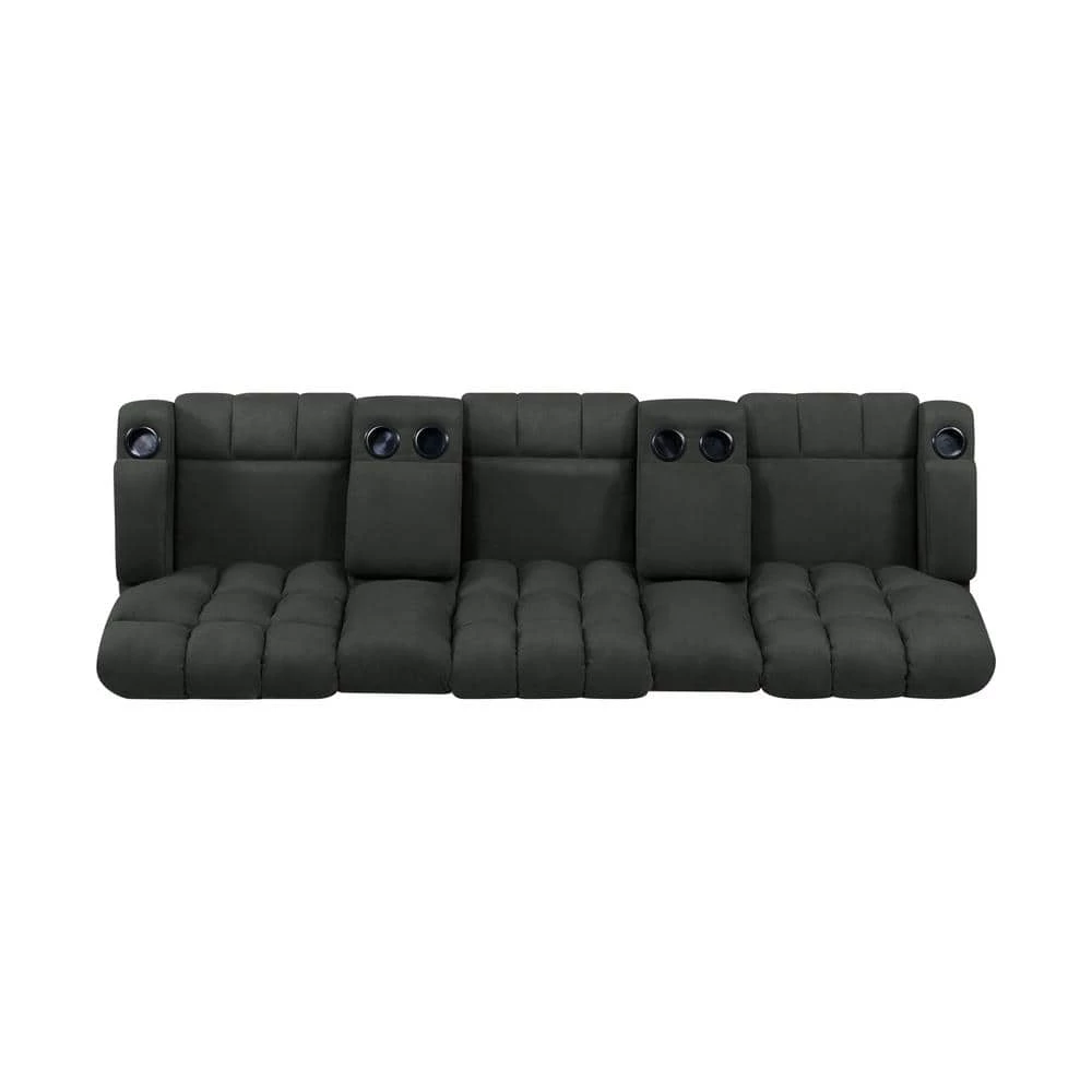 3-Seat Gray Microfiber Wall Hugger Recliner Sofa with Power Storage Consoles by ProLounger 6 3-Seat Gray Microfiber Wall Hugger Recliner Sofa with Power Storage Consoles by ProLounger - Image 4