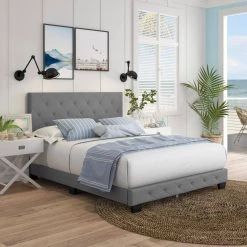 Charlotte Grey Linen King Upholstered Platform Bed Frame by Boyd Sleep 13 Charlotte Grey Linen King Upholstered Platform Bed Frame by Boyd Sleep -DealsProLounger Store grey boyd sleep platform beds chgr963ek 31 1000