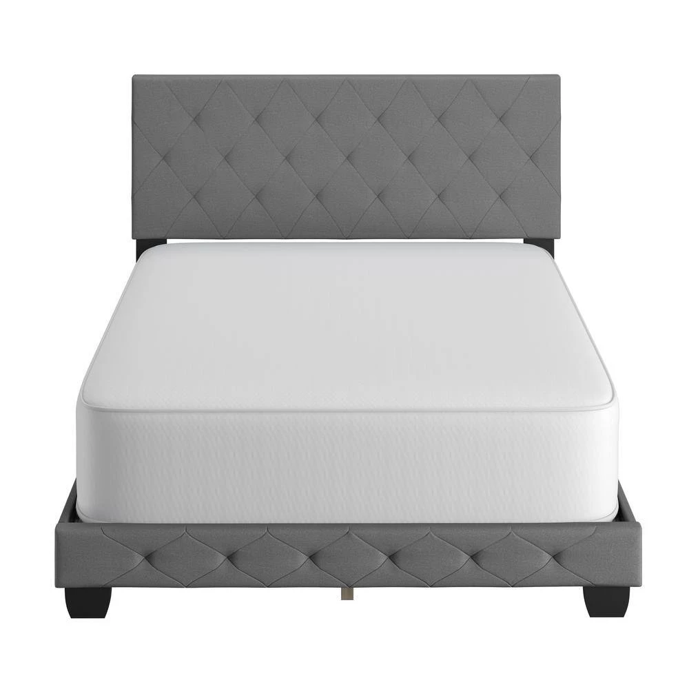 Charlotte Grey Linen King Upholstered Platform Bed Frame by Boyd Sleep 7 Charlotte Grey Linen King Upholstered Platform Bed Frame by Boyd Sleep - Image 5
