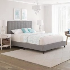 Lily Grey Linen King Upholstered Platform Bed Frame by Boyd Sleep 15 Lily Grey Linen King Upholstered Platform Bed Frame by Boyd Sleep -DealsProLounger Store grey boyd sleep platform beds lhgr971ek 31 1000