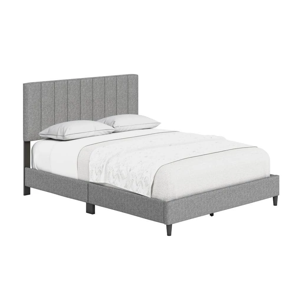 Lily Grey Linen King Upholstered Platform Bed Frame by Boyd Sleep 5 Lily Grey Linen King Upholstered Platform Bed Frame by Boyd Sleep - Image 3
