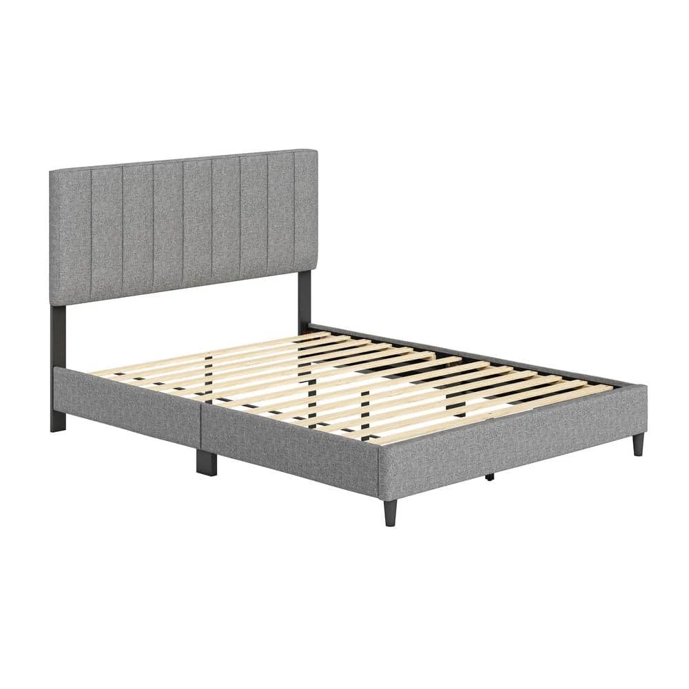 Lily Grey Linen King Upholstered Platform Bed Frame by Boyd Sleep 4 Lily Grey Linen King Upholstered Platform Bed Frame by Boyd Sleep - Image 2