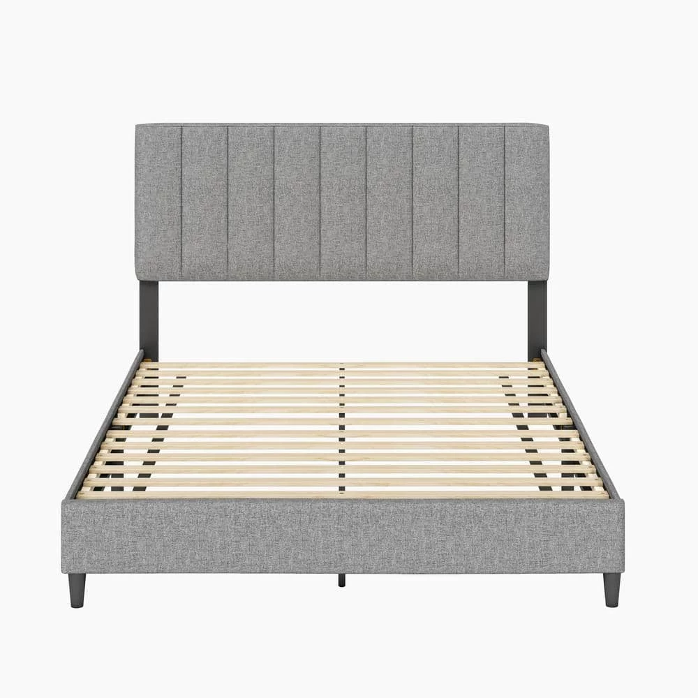Lily Grey Linen King Upholstered Platform Bed Frame by Boyd Sleep 8 Lily Grey Linen King Upholstered Platform Bed Frame by Boyd Sleep - Image 6