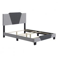 Tucker Black and Grey Linen Full Upholstered Platform Bed Frame by Boyd Sleep -DealsProLounger Store grey linen boyd sleep panel beds ts915db 4f 1000