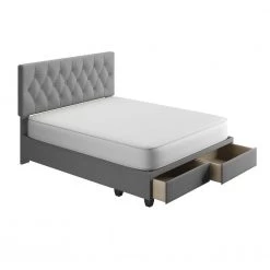 Everleigh Light Grey with Storage Drawers Upholstered Queen Platform Bed Frame by Boyd Sleep -DealsProLounger Store grey linen boyd sleep platform beds slgy930qn 40 1000