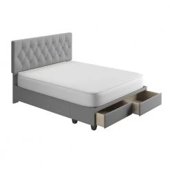 Everleigh Light Grey with Storage Drawers Upholstered Queen Platform Bed Frame by Boyd Sleep -DealsProLounger Store grey linen boyd sleep platform beds slgy930qn a0 1000