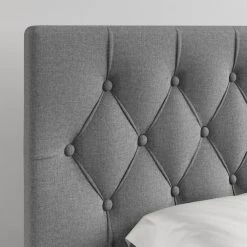 Everleigh Light Grey with Storage Drawers Upholstered Queen Platform Bed Frame by Boyd Sleep -DealsProLounger Store grey linen boyd sleep platform beds slgy930qn fa 1000