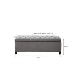 Sasha Grey Tufted Top Storage Bench 18.89 in. H x 50.3 in. W x 19.29 in. D by Madison Park 12 Sasha Grey Tufted Top Storage Bench 18.89 in. H x 50.3 in. W x 19.29 in. D by Madison Park -DealsProLounger Store grey madison park dining benches fpf18 0487 1f 1000