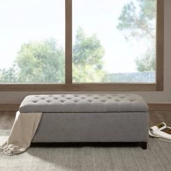 Sasha Grey Tufted Top Storage Bench 18.89 in. H x 50.3 in. W x 19.29 in. D by Madison Park 13 Sasha Grey Tufted Top Storage Bench 18.89 in. H x 50.3 in. W x 19.29 in. D by Madison Park -DealsProLounger Store grey madison park dining benches fpf18 0487 31 1000