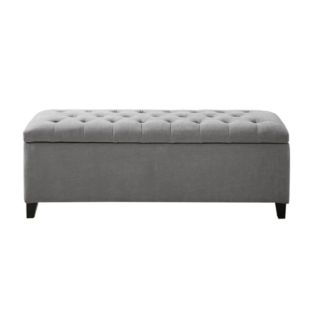 Sasha Grey Tufted Top Storage Bench 18.89 in. H x 50.3 in. W x 19.29 in. D by Madison Park 3 Sasha Grey Tufted Top Storage Bench 18.89 in. H x 50.3 in. W x 19.29 in. D by Madison Park