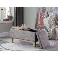 17 in. Grey Seat Flip Storage Bench with Unfinished Legs by ORE International -DealsProLounger Store grey ore international dining benches hb4756b 77 1000