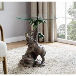 24 in. Gray Glass Top Elephant End Table by ORE International -DealsProLounger Store grey ore international end side tables k 0728b 31 1000