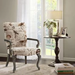 Joni Ivory Multi Goose Neck Arm Chair by Madison Park -DealsProLounger Store ivory multi madison park accent chairs fpf18 0020 31 1000