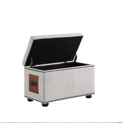 19 in. Khaki Brown Teri Tufted Nailheadttrim Storage Ottoman Bench with Charging Station by ORE International -DealsProLounger Store khaki brown ore international dining benches hb4849 c3 1000