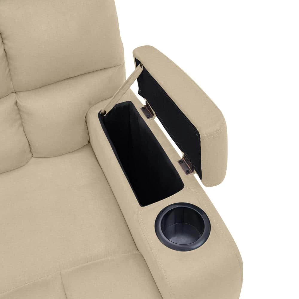 7-Piece Khaki Microfiber 5-Seater Curved Power Reclining Sectional Sofa with Storage Consoles by ProLounger 11 7-Piece Khaki Microfiber 5-Seater Curved Power Reclining Sectional Sofa with Storage Consoles by ProLounger - Image 9