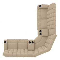 7-Piece Khaki Microfiber 5-Seater Curved Power Reclining Sectional Sofa with Storage Consoles by ProLounger 17 7-Piece Khaki Microfiber 5-Seater Curved Power Reclining Sectional Sofa with Storage Consoles by ProLounger -DealsProLounger Store khaki prolounger sectional sofas a149600 a0 1000