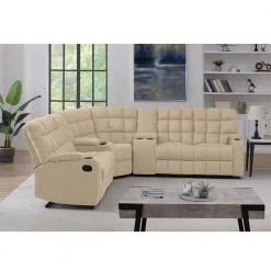 7-Piece Khaki Microfiber 5-Seater Curved Power Reclining Sectional Sofa with Storage Consoles by ProLounger 19 7-Piece Khaki Microfiber 5-Seater Curved Power Reclining Sectional Sofa with Storage Consoles by ProLounger -DealsProLounger Store khaki prolounger sectional sofas a149600 c3 1000