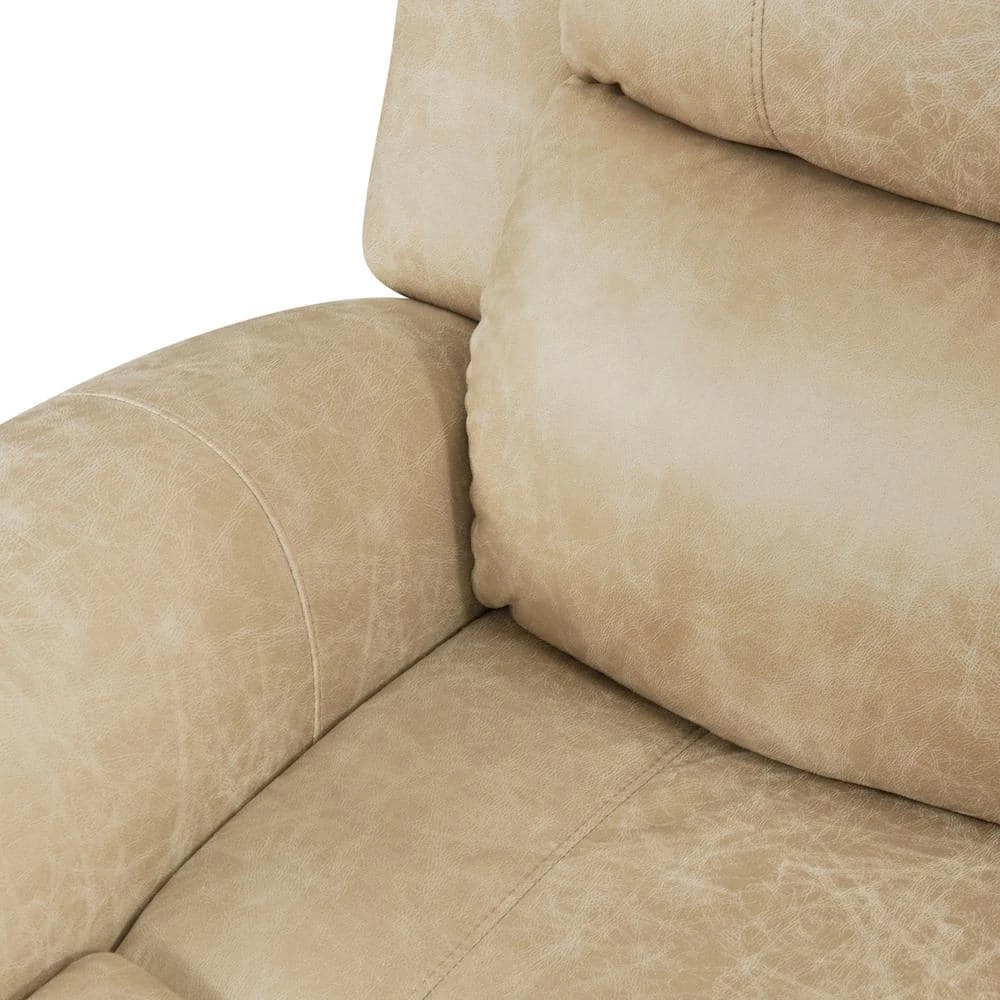Distressed Latte Tan Faux Leather 4-Seat Rolled Arm Wall Hugger Recliner Sofa by ProLounger 12 Distressed Latte Tan Faux Leather 4-Seat Rolled Arm Wall Hugger Recliner Sofa by ProLounger - Image 10