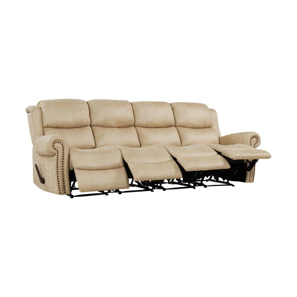 Distressed Latte Tan Faux Leather 4-Seat Rolled Arm Wall Hugger Recliner Sofa by ProLounger 3 Distressed Latte Tan Faux Leather 4-Seat Rolled Arm Wall Hugger Recliner Sofa by ProLounger