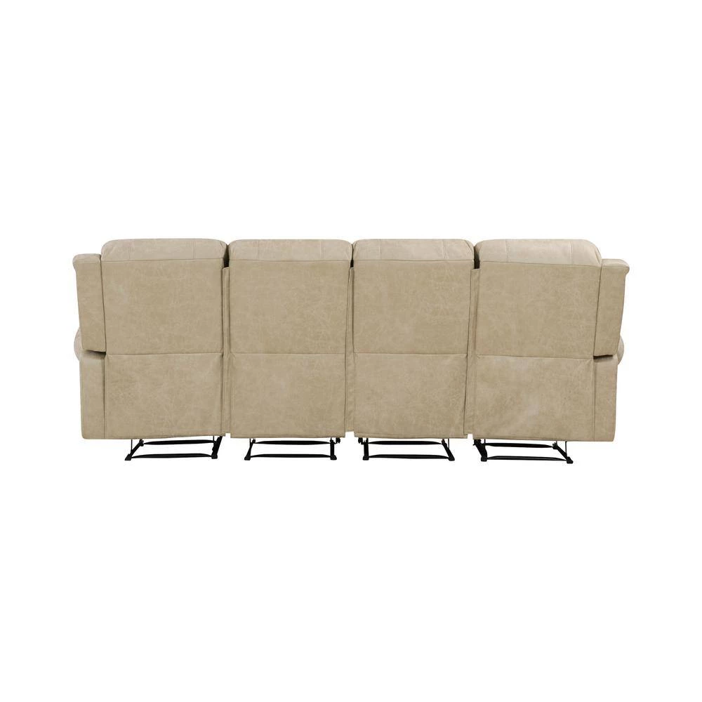 Distressed Latte Tan Faux Leather 4-Seat Rolled Arm Wall Hugger Recliner Sofa by ProLounger 7 Distressed Latte Tan Faux Leather 4-Seat Rolled Arm Wall Hugger Recliner Sofa by ProLounger - Image 5