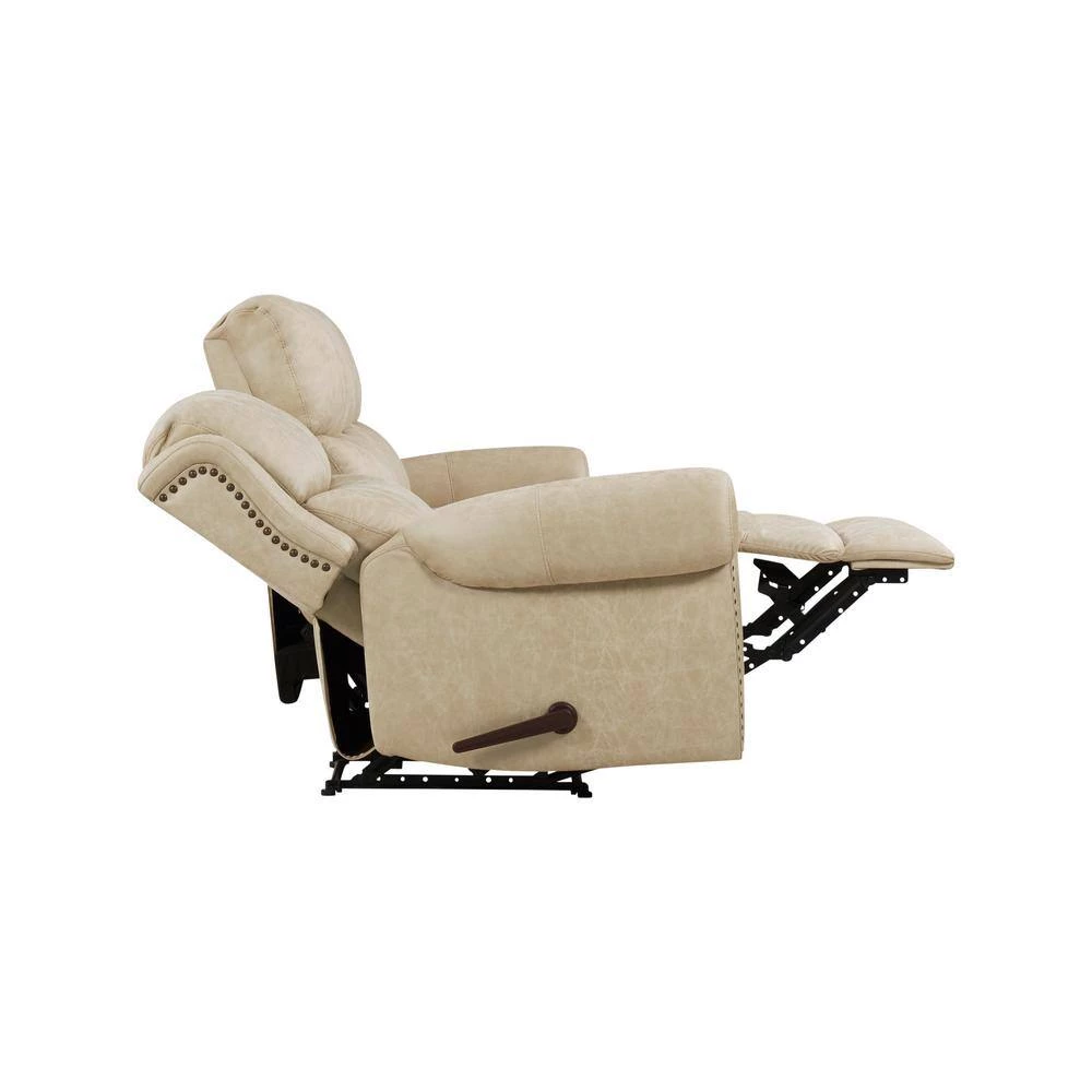 Distressed Latte Tan Faux Leather 4-Seat Rolled Arm Wall Hugger Recliner Sofa by ProLounger 8 Distressed Latte Tan Faux Leather 4-Seat Rolled Arm Wall Hugger Recliner Sofa by ProLounger - Image 6